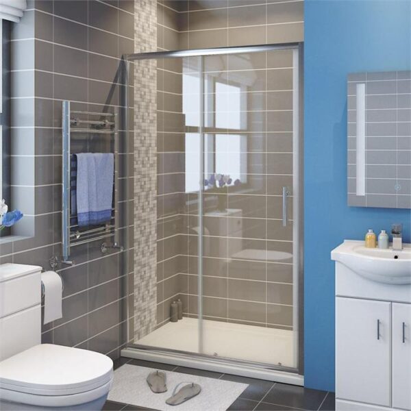 2 Panel Sliding Shower Screen Enclosure Door, 1000mm