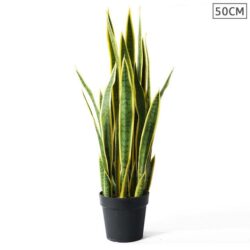 50cm Artificial Indoor Yellow Edge Tiger Piran Fake Decoration Tree Flower Pot Plant