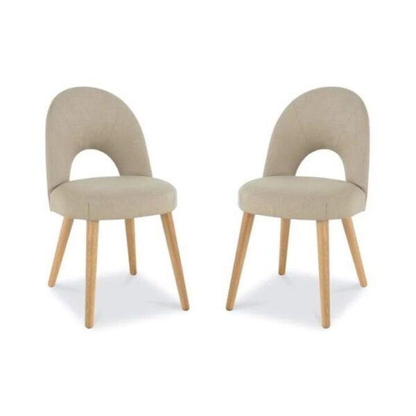 6IXTY Set of 2 - Charlie Scandinavian Fabric Dining Chair - Stone