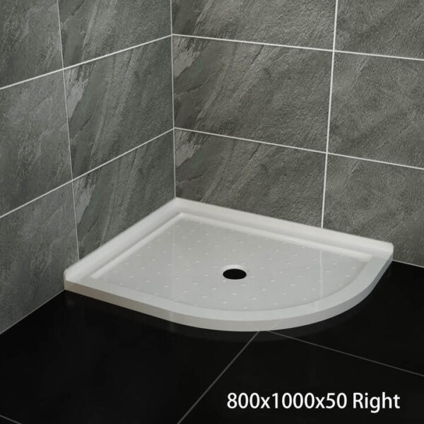800x1000mm Extra Strong Acrylic Fiberglass Curved Shower Base, 800 x 1000mm / No