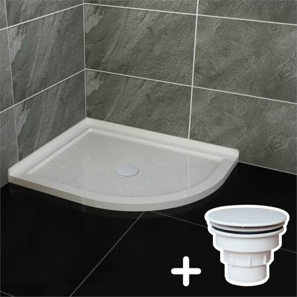800x1000mm Extra Strong Acrylic Fiberglass Curved Shower Base, 800 x 1000mm / White Plastic