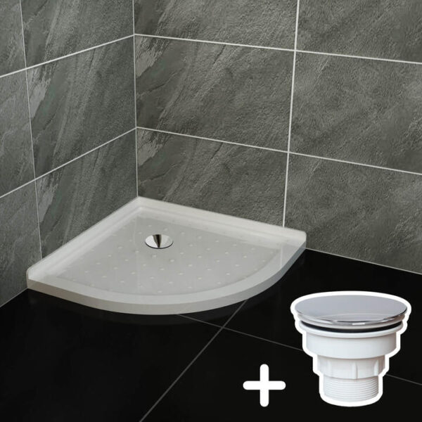 800x800mm Extra Strong Acrylic Fiberglass Curved Shower Base, 800 x 800mm / Sliver (Chromed-plating)
