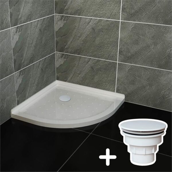 800x800mm Extra Strong Acrylic Fiberglass Curved Shower Base, 800 x 800mm / White Plastic