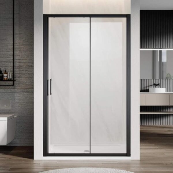 8mm Frame Sliding Shower Door Black, 1500mm