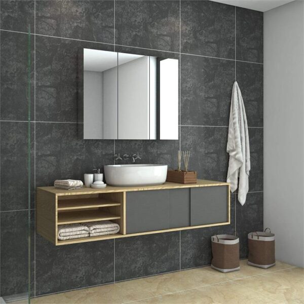 900x150x710mm Bathroom Mirror Cabinet Storage Polished Stainless Steel Wall Mounted