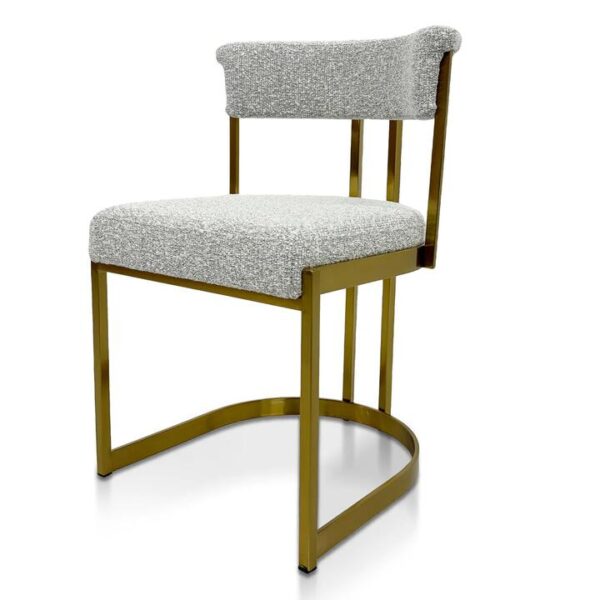 Adela Silver Grey Boucle Dining Chair - Golden Base by Interior Secrets - AfterPay Available