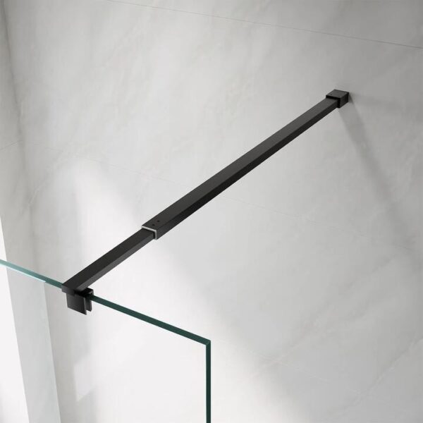 Adjustable length 700-1200mm Shower Screen Stainless Steel Support Bar Glass Panel Fixation, Black