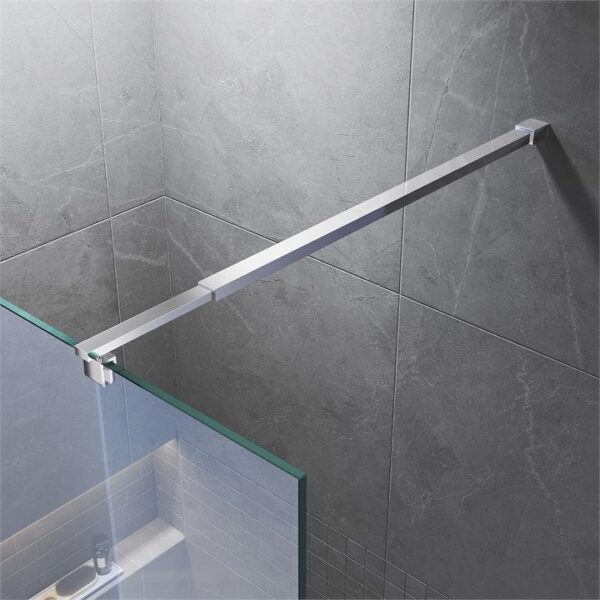 Adjustable length 700-1200mm Shower Screen Stainless Steel Support Bar Glass Panel Fixation, Silver