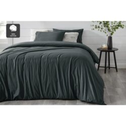 Aesop Stone Wash 100% Cotton Quilt Cover Set - Charcoal, Queen - Queen