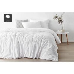 Aesop Stone Wash 100% Cotton Quilt Cover Set - White, Queen - Queen