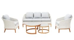 Albert 5pcs Outdoor Lounge Set - White Wicker by Interior Secrets - AfterPay Available
