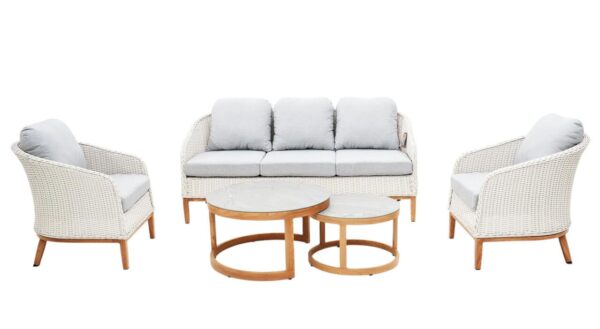 Albert 5pcs Outdoor Lounge Set - White Wicker by Interior Secrets - AfterPay Available