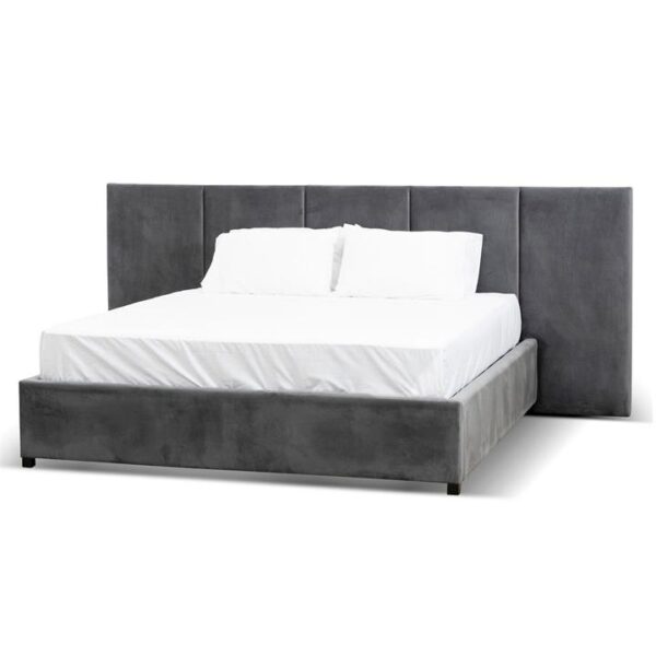 Amado King Bed Frame - Charcoal Velvet with Storage by Interior Secrets - AfterPay Available