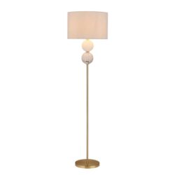 Angie Modern Fabric Shade Orbs Design Metal Floor Lamp Light Brass