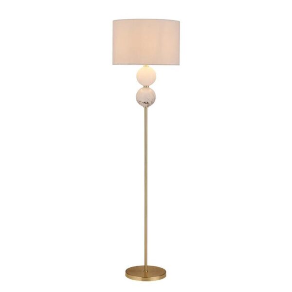 Angie Modern Fabric Shade Orbs Design Metal Floor Lamp Light Brass