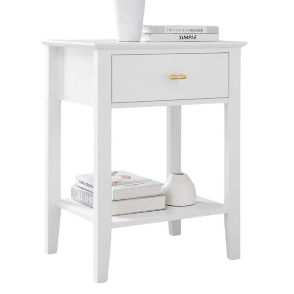 Arven Wooden Modern Nightstand Bedside Side Table 1-Drawer White