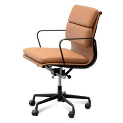 Ashton Low Back Office Chair - Saddle Tan in Black Frame by Interior Secrets - AfterPay Available