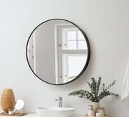 Auburn 50Cm Round Wall Mirror Black