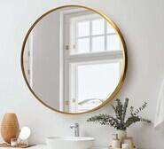 Auburn 80Cm Round Wall Mirror Yellow