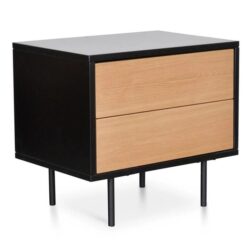 Avenue Bedside Table - Natural Oak - Matt Black - Last One by Interior Secrets - AfterPay Available