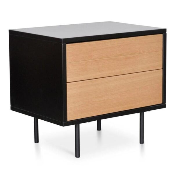 Avenue Bedside Table - Natural Oak - Matt Black - Last One by Interior Secrets - AfterPay Available