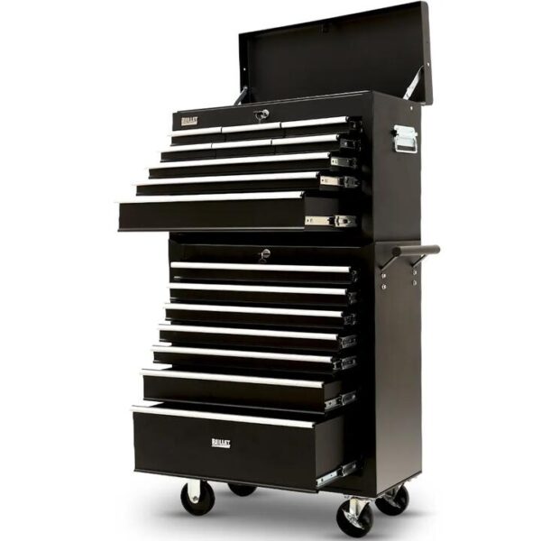 BULLET Pro 16 Drawer Tool Box Cabinet Chest Storage, Toolbox Garage Organiser Set, Black