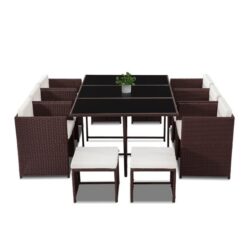 Bali 11 Piece Outdoor Dining Set - Brown