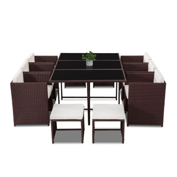 Bali 11 Piece Outdoor Dining Set - Brown