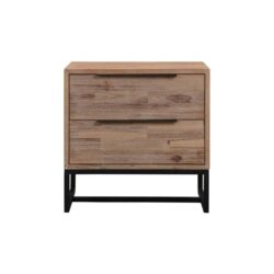 Bedside Table 2 drawers Side Table Solid Acacia Wood Veneered in Tea Colour