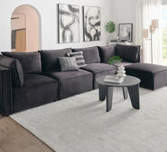 Belmore 4 Seater Modular Corner Sofa With Ottoman Black