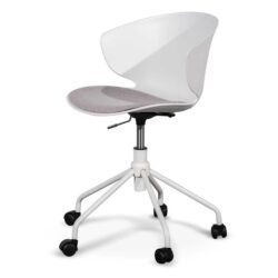 Betrillo White Office Chair - Light Grey Seat by Interior Secrets - AfterPay Available