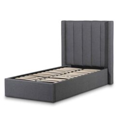 Betsy Fabric Single Bed Frame - Charcoal Grey with Storage by Interior Secrets - AfterPay Available