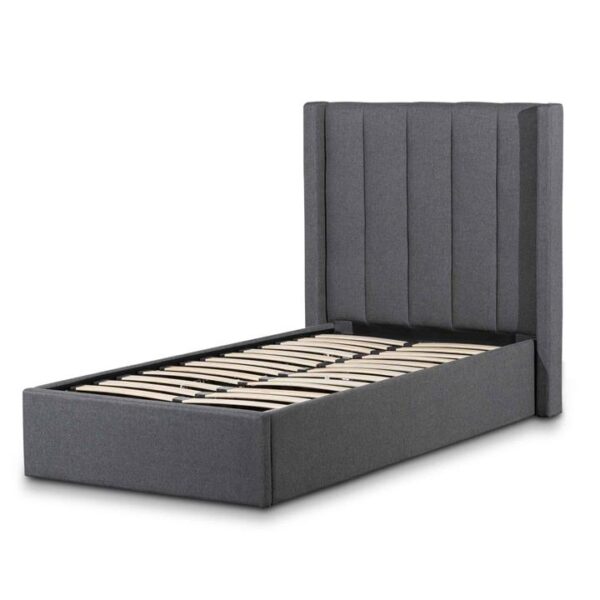 Betsy Fabric Single Bed Frame - Charcoal Grey with Storage by Interior Secrets - AfterPay Available