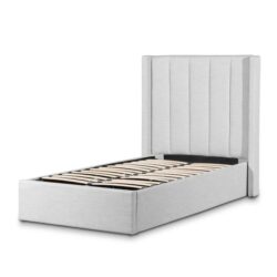 Betsy Fabric Single Bed Frame - Pearl Grey with Storage by Interior Secrets - AfterPay Available