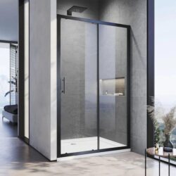Black Framed 2 Panel Shower Screen Sliding Door, 1500mm