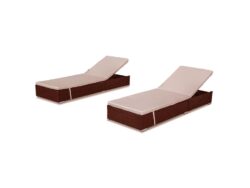 Borocay PE Wicker Outdoor Sunbed Lounge Set of 2,Brown
