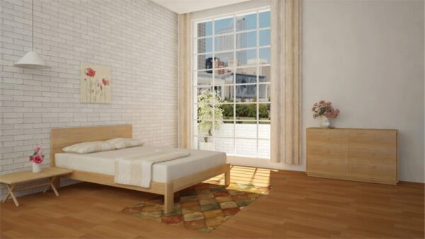California custom timber bed frame with headboard