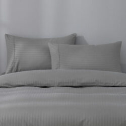 Canningvale Caressa Stripe Quilt Cover Set - Black, Single, Microfibre