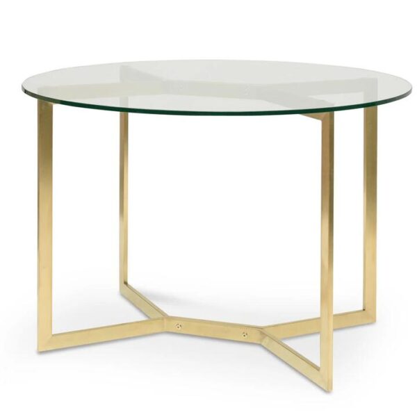 Cannon 1.2m Round Glass Dining Table - Gold Base by Interior Secrets - AfterPay Available