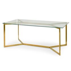 Cannon 1.9m Glass Dining Table - Gold Base by Interior Secrets - AfterPay Available