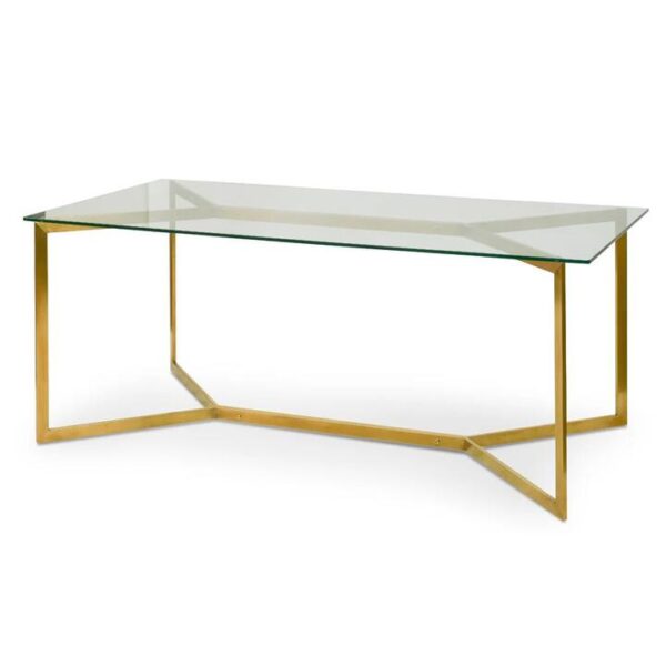 Cannon 1.9m Glass Dining Table - Gold Base by Interior Secrets - AfterPay Available