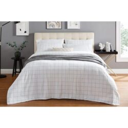 Check Cotton Flannelette Quilt Cover Set - Blue, King - King