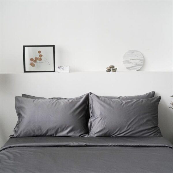 Classic Cotton Bed Sheet Set | Fitted Sheet, Pillow Case & Quilt Cover Single / Persian Grey