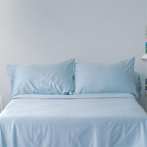 Classic Cotton Bed Sheet Set | Fitted Sheet, Pillow Case & Quilt Cover Super King / Glacier Blue