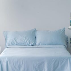 Classic Cotton Bed Sheet Set | Fitted Sheet, Pillow Case & Quilt Cover Super Single / Glacier Blue