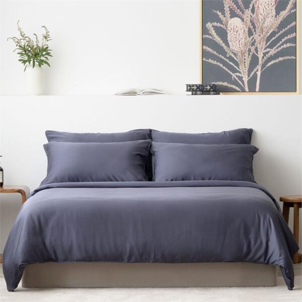 Classic Lyocell Bed Sheet Set (100% TENCEL ) | Fitted Sheet, Pillow Case & Quilt Cover Queen / Midnight Blue