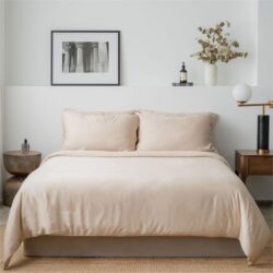 Classic Lyocell Bed Sheet Set (100% TENCEL ) | Fitted Sheet, Pillow Case & Quilt Cover Queen / Sand Taupe
