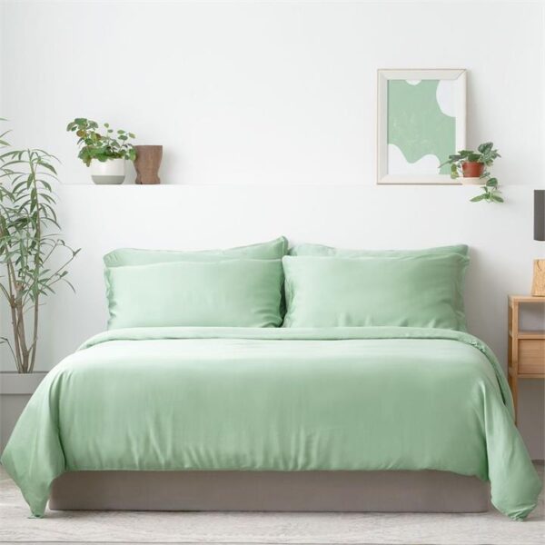 Classic Lyocell Bed Sheet Set (100% TENCEL ) | Fitted Sheet, Pillow Case & Quilt Cover Single / Fern Green