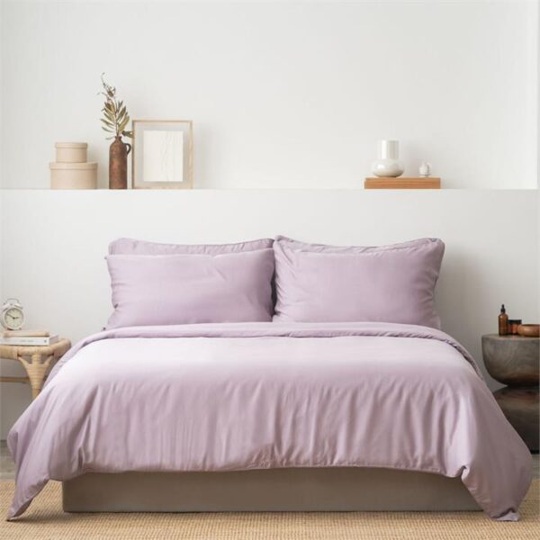 Classic Lyocell Bed Sheet Set (100% TENCEL ) | Fitted Sheet, Pillow Case & Quilt Cover Single / Lilac Mauve