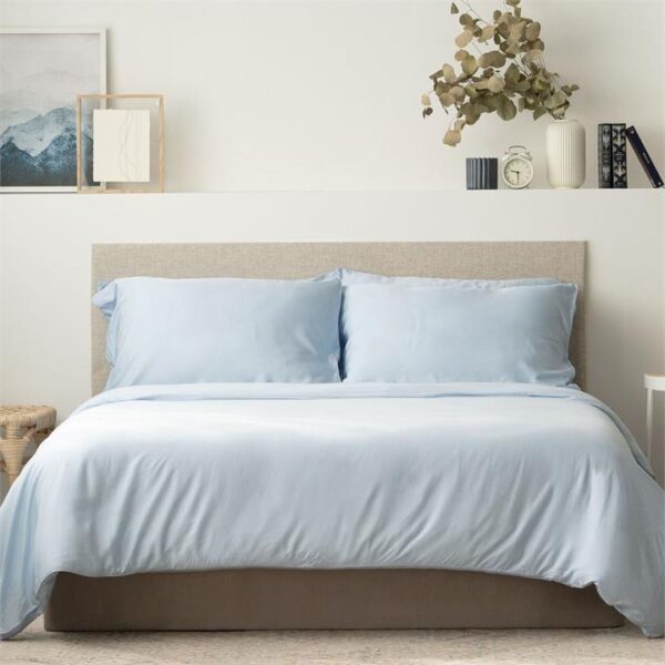 Classic Lyocell Bed Sheet Set (100% TENCEL ) | Fitted Sheet, Pillow Case & Quilt Cover Super King / Sky Blue